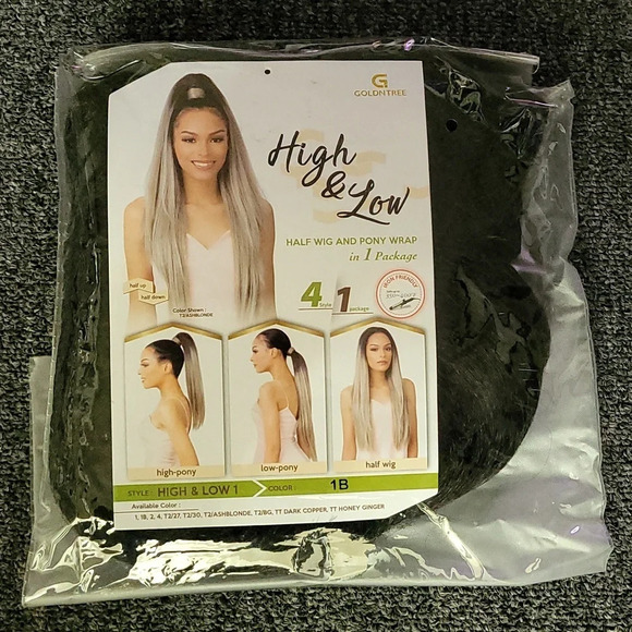 IT'S A WIG GOLDNTREE HALF WIG & PONYTAIL - HIGH & LOW 1 (color 1B) - Picture 1 of 7